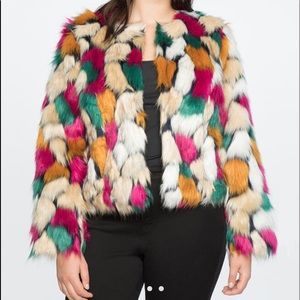 Faux fur multi color coat